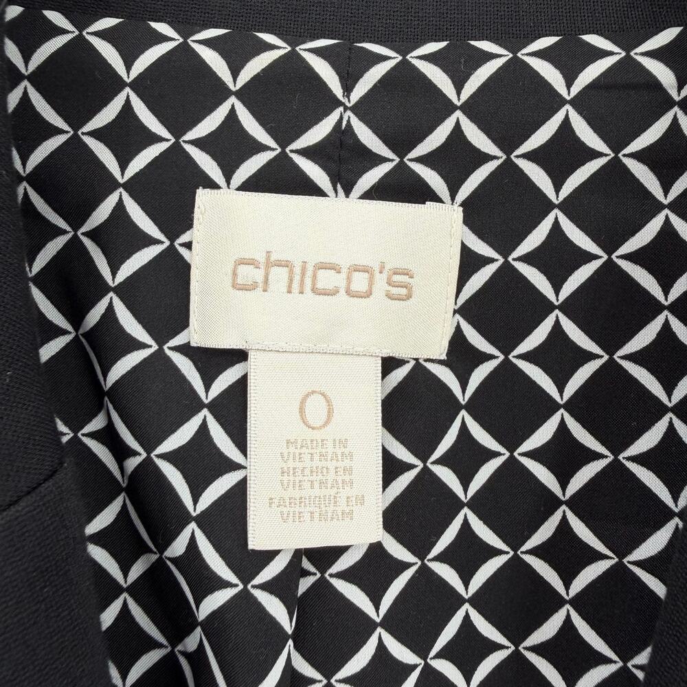 Chico’s Sz 0 Black Professional Workwear Layering Minimal Longline Blazer Jacket - Picture 12 of 15